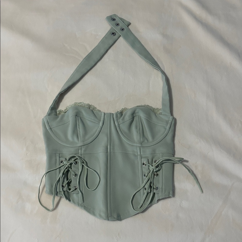 Edikted Light Green Halter Corset